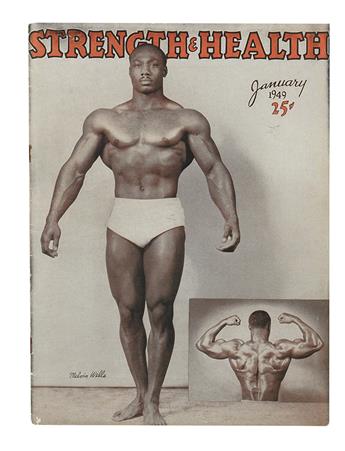 (BODY-BUILDING.) MELVIN WELLS. Silver print photograph, 10 x 7-1/2 inches * Strength and Health Magazine, featuring Melvin Wells.